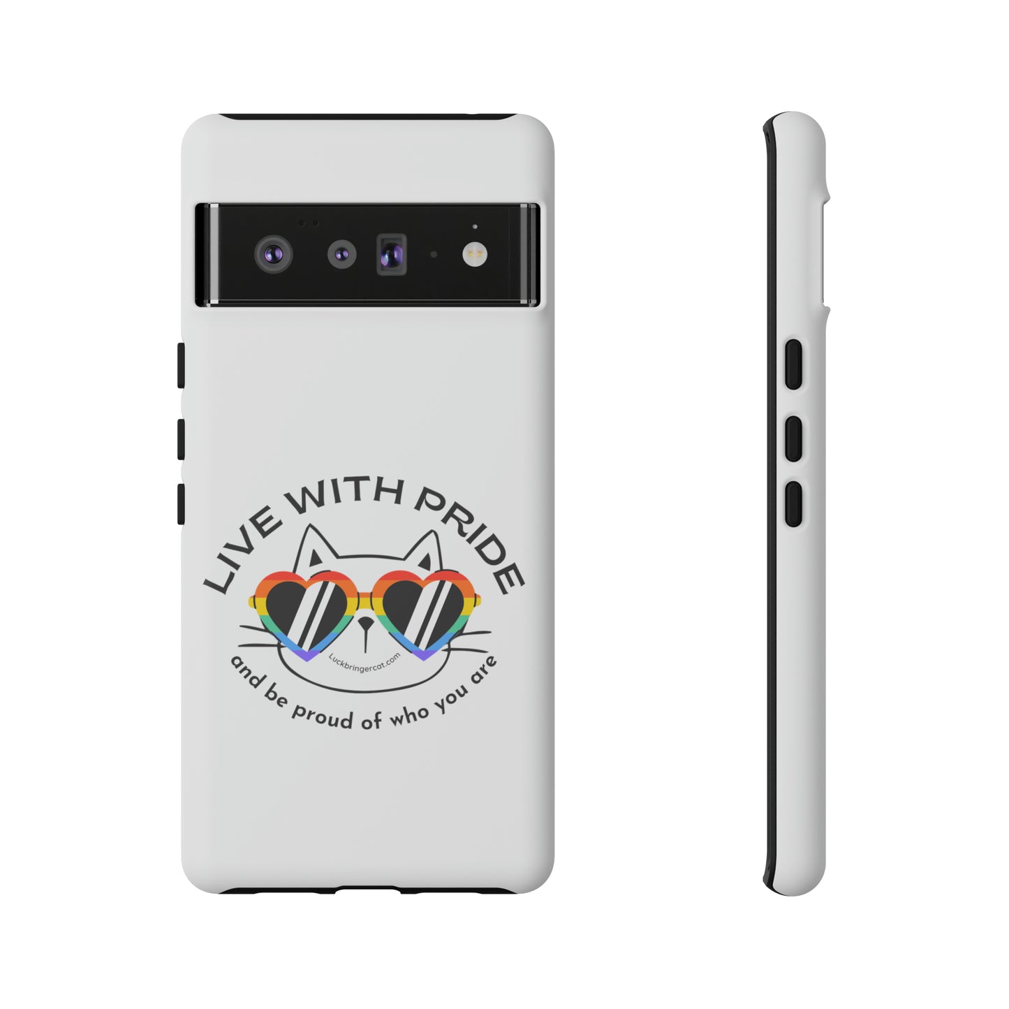 Pride Phone Case-Cat Lovers- iPhone, Samsung Galaxy, Google Pixel-LGBTQ+ Community Support-White