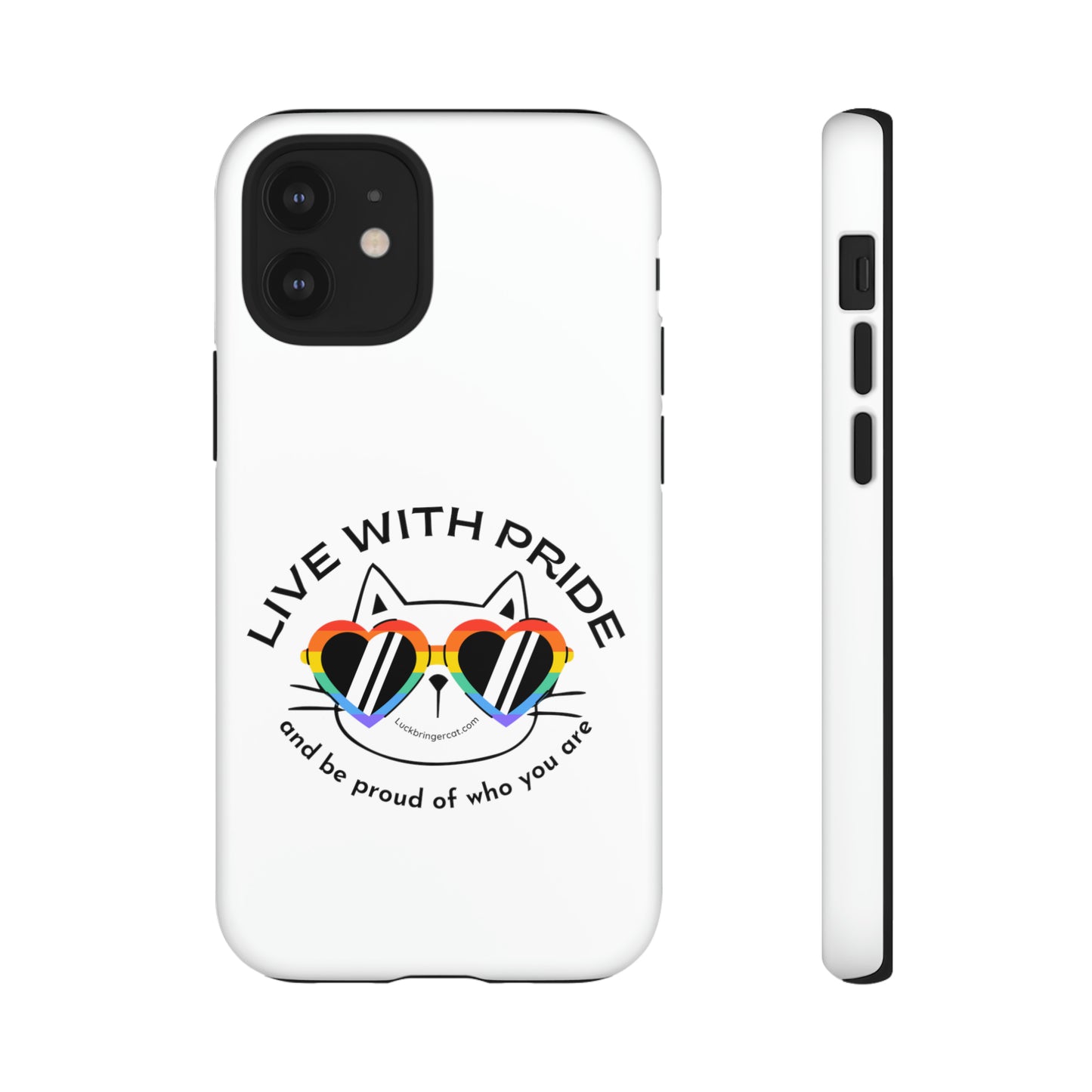 Pride Phone Case-Cat Lovers- iPhone, Samsung Galaxy, Google Pixel-LGBTQ+ Community Support-White