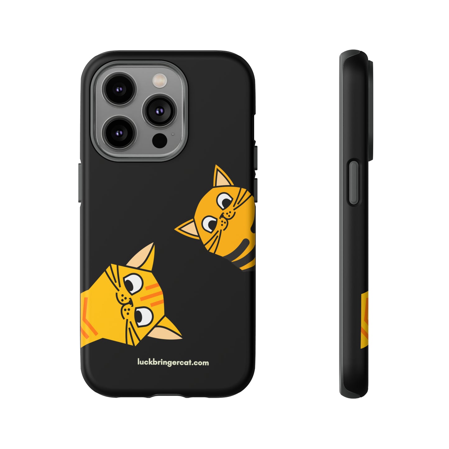 Cat Lovers Phone Case With Funny Orange Cats- iPhone, Samsung Galaxy and Google Pixel-Black