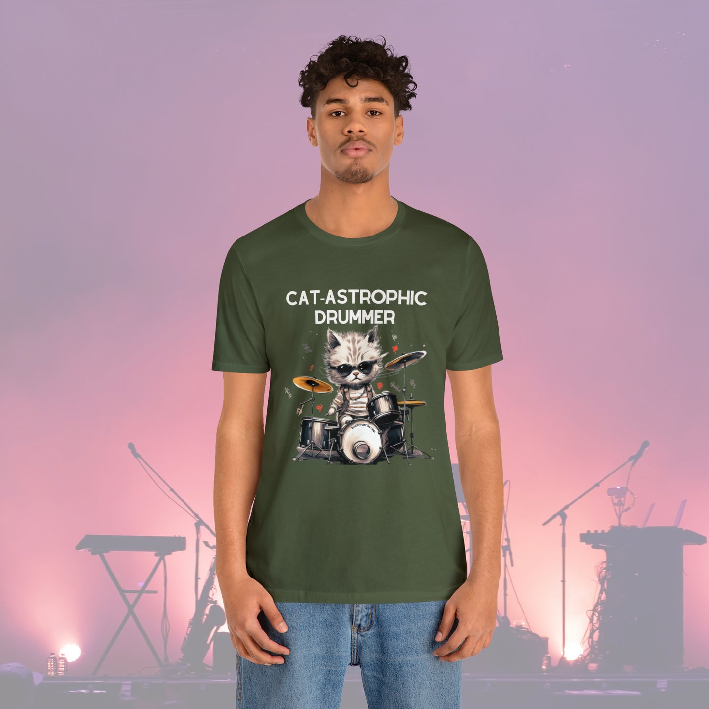 Unisex Cotton T-shirt - Catastrophic Drummers Shirt for Cat Lovers