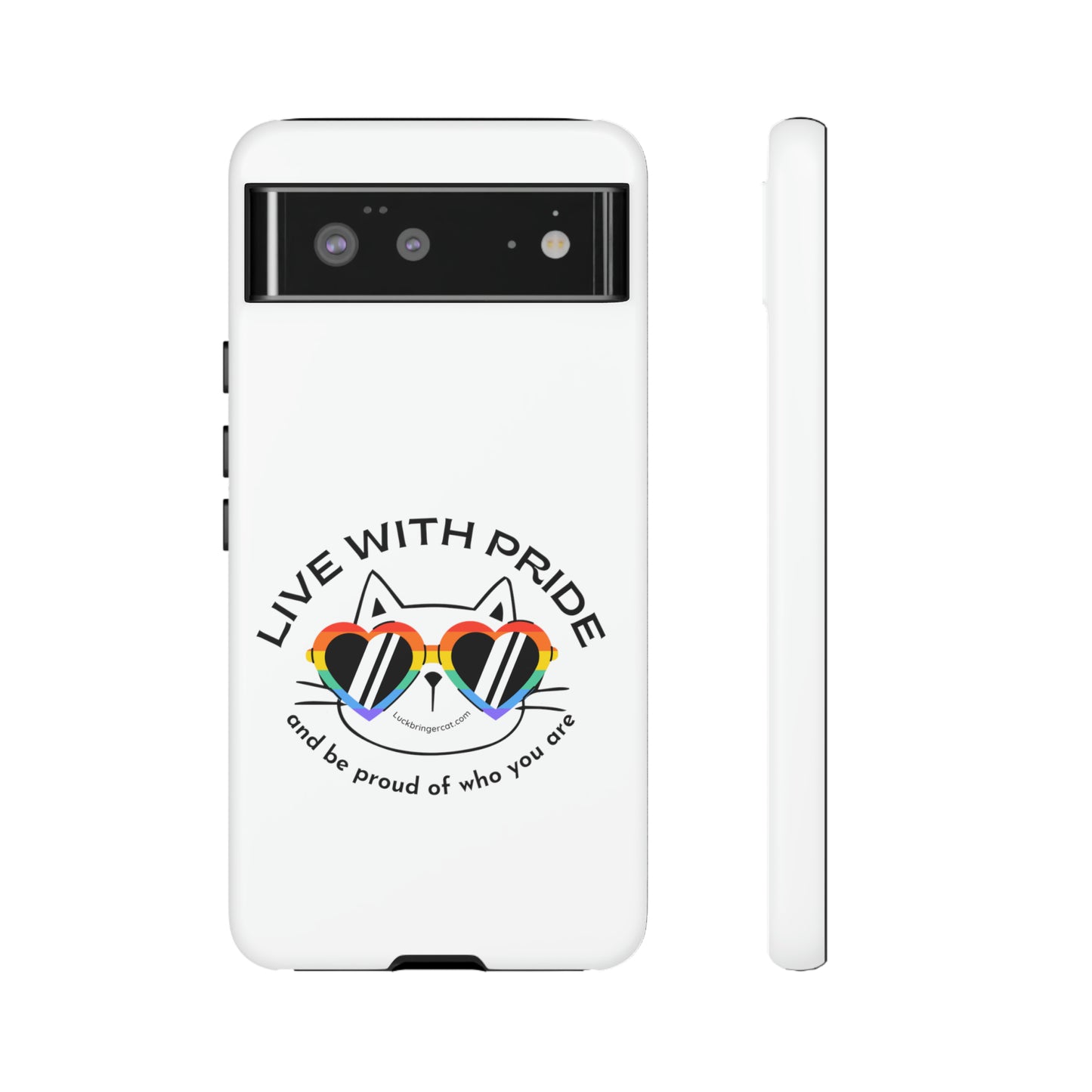 Pride Phone Case-Cat Lovers- iPhone, Samsung Galaxy, Google Pixel-LGBTQ+ Community Support-White