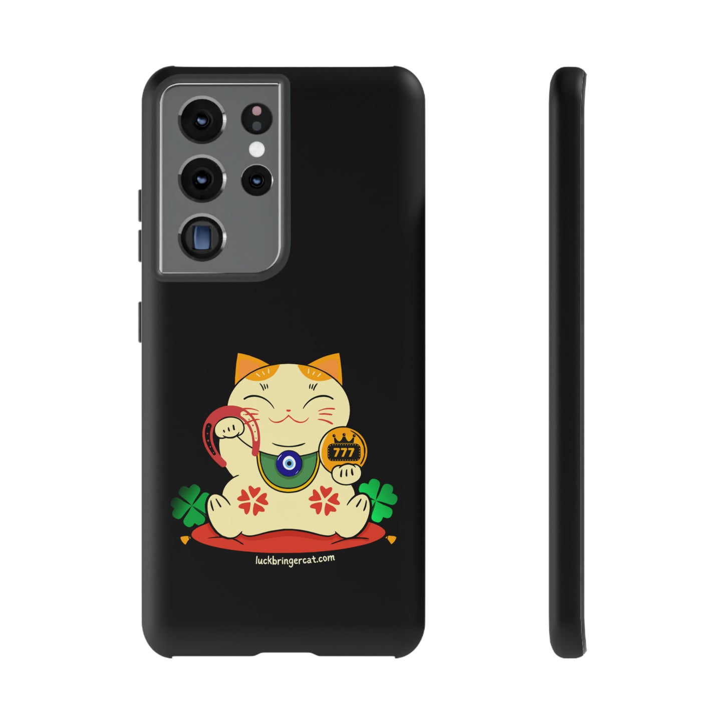 Cat Lovers Tough Phone Case- Lucky Maneki Neko-Black- iPhone, Samsung Galaxy, Google Pixel