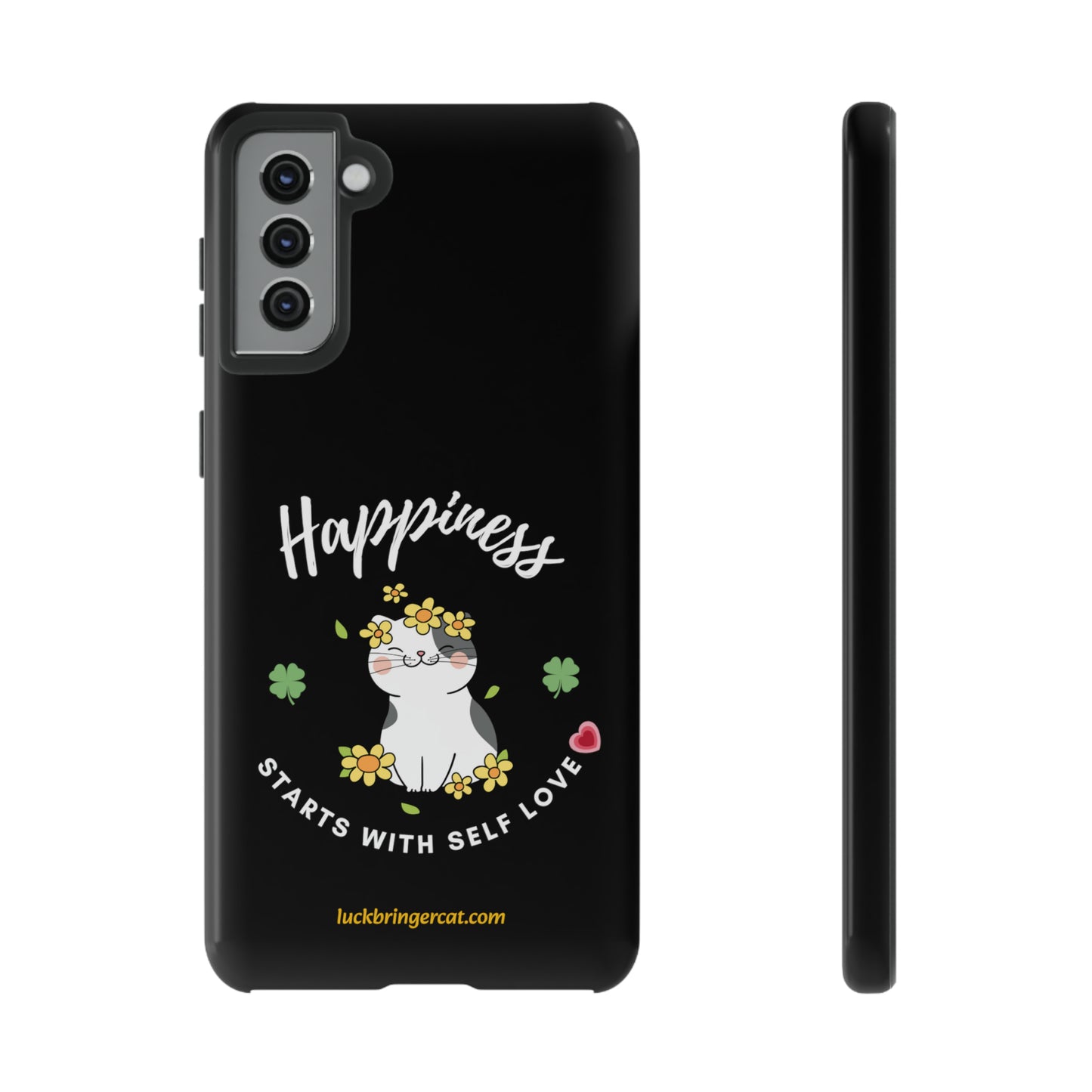 Cat Lovers Phone Case-Black- iPhone, Samsung Galaxy- Happiness - Selflove