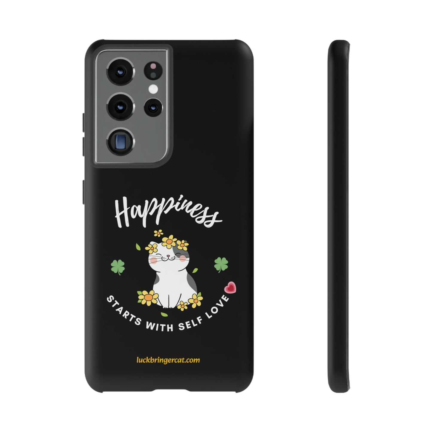 Cat Lovers Phone Case-Black- iPhone, Samsung Galaxy- Happiness - Selflove