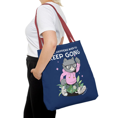 Motivational Tote Bag - Magic Happens When You Keep Going - Inspirational Gift for Dreamers and Go-Getters