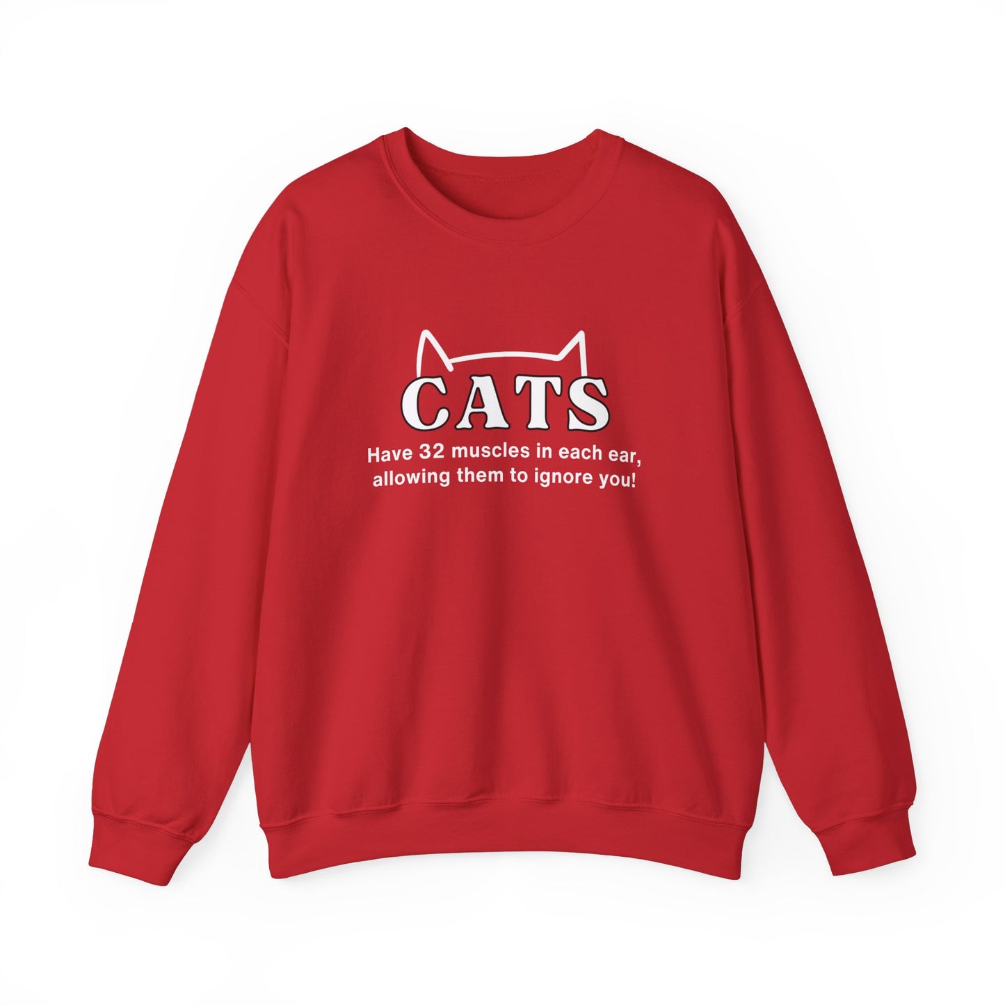 Crewneck Sweatshirt- Funny Sweater For Cat Lovers-Cats Have 32 Muscles