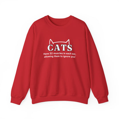 Crewneck Sweatshirt- Funny Sweater For Cat Lovers-Cats Have 32 Muscles