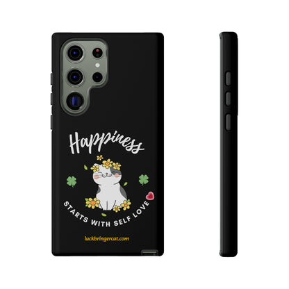 Cat Lovers Phone Case-Black- iPhone, Samsung Galaxy- Happiness - Selflove