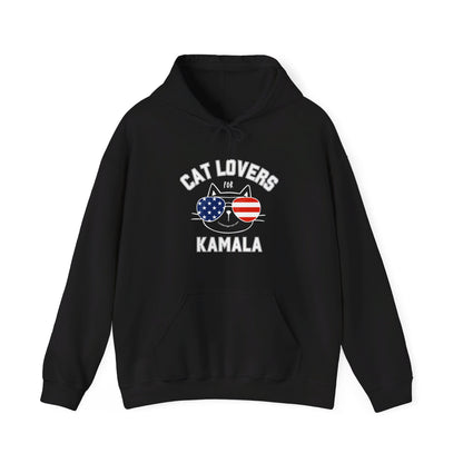 Cat Lovers For Kamala Harris Hoodie - 2024 US Presidential Election Hooded Sweatshirt