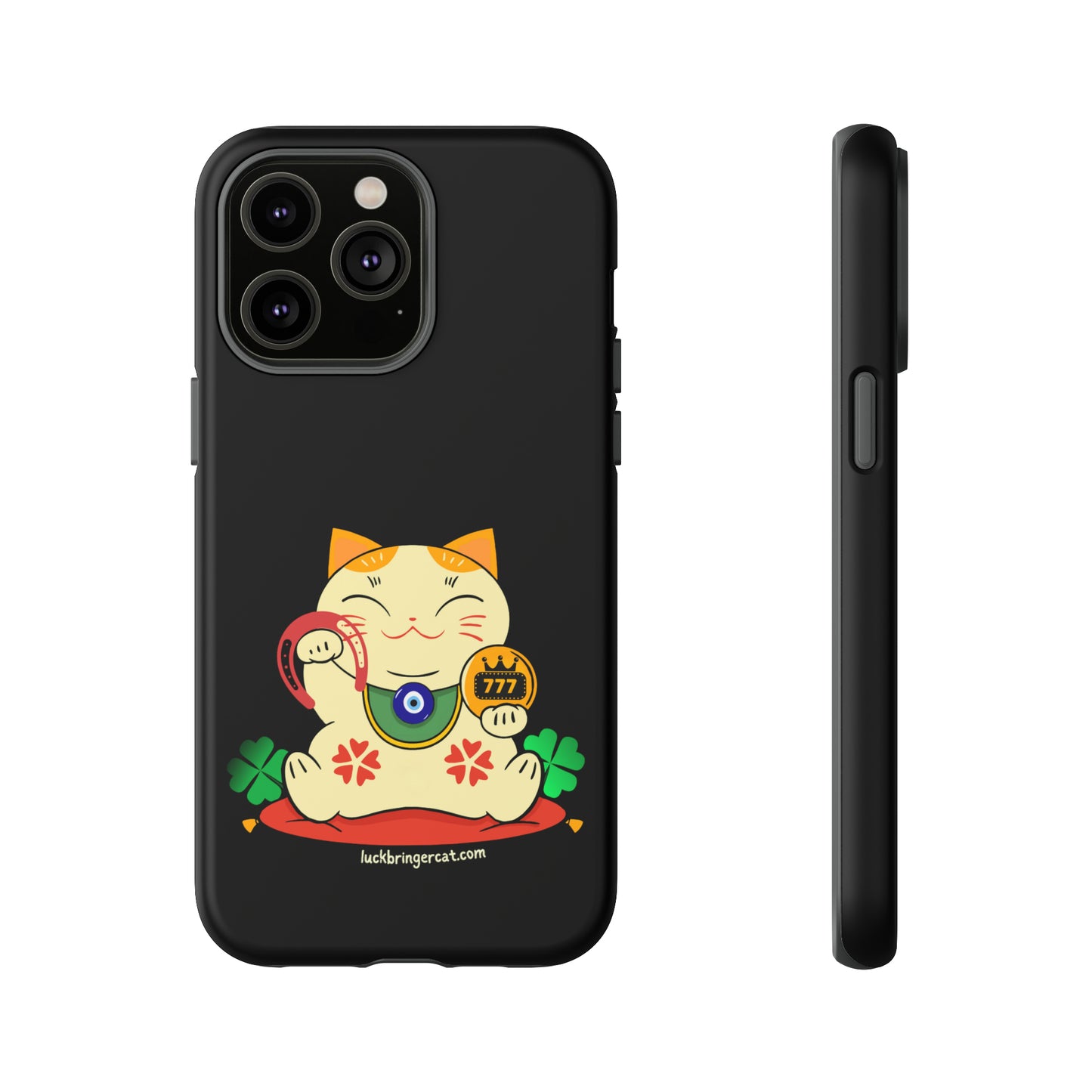 Cat Lovers Tough Phone Case- Lucky Maneki Neko-Black- iPhone, Samsung Galaxy, Google Pixel