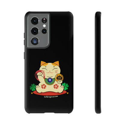 Cat Lovers Tough Phone Case- Lucky Maneki Neko-Black- iPhone, Samsung Galaxy, Google Pixel