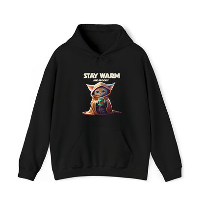 Cat Lovers Hooded Sweatshirt - Starwars Stay Warm and Spooky Hoodie