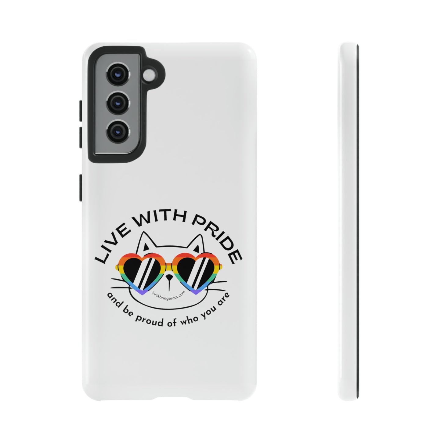 Pride Phone Case-Cat Lovers- iPhone, Samsung Galaxy, Google Pixel-LGBTQ+ Community Support-White