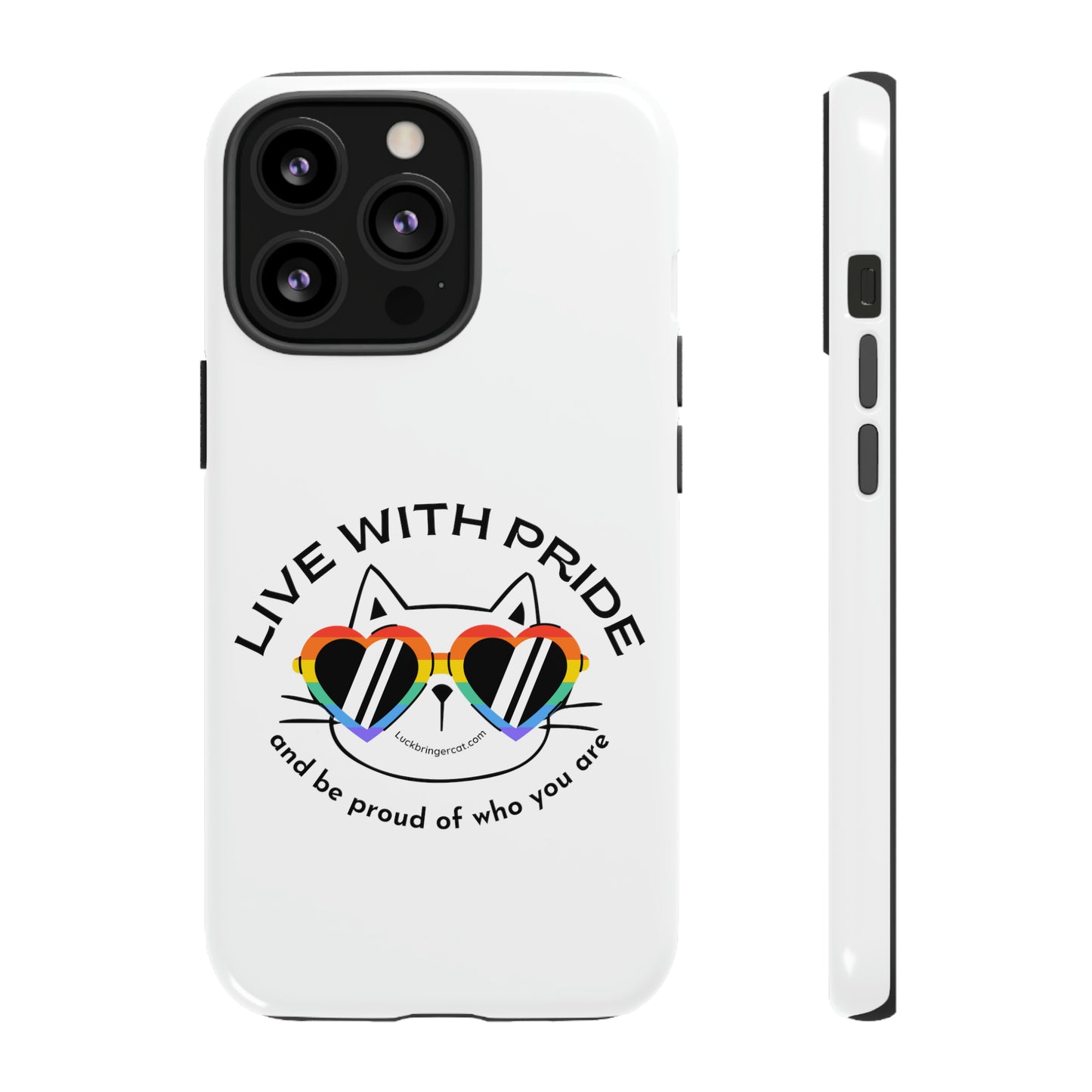 Pride Phone Case-Cat Lovers- iPhone, Samsung Galaxy, Google Pixel-LGBTQ+ Community Support-White