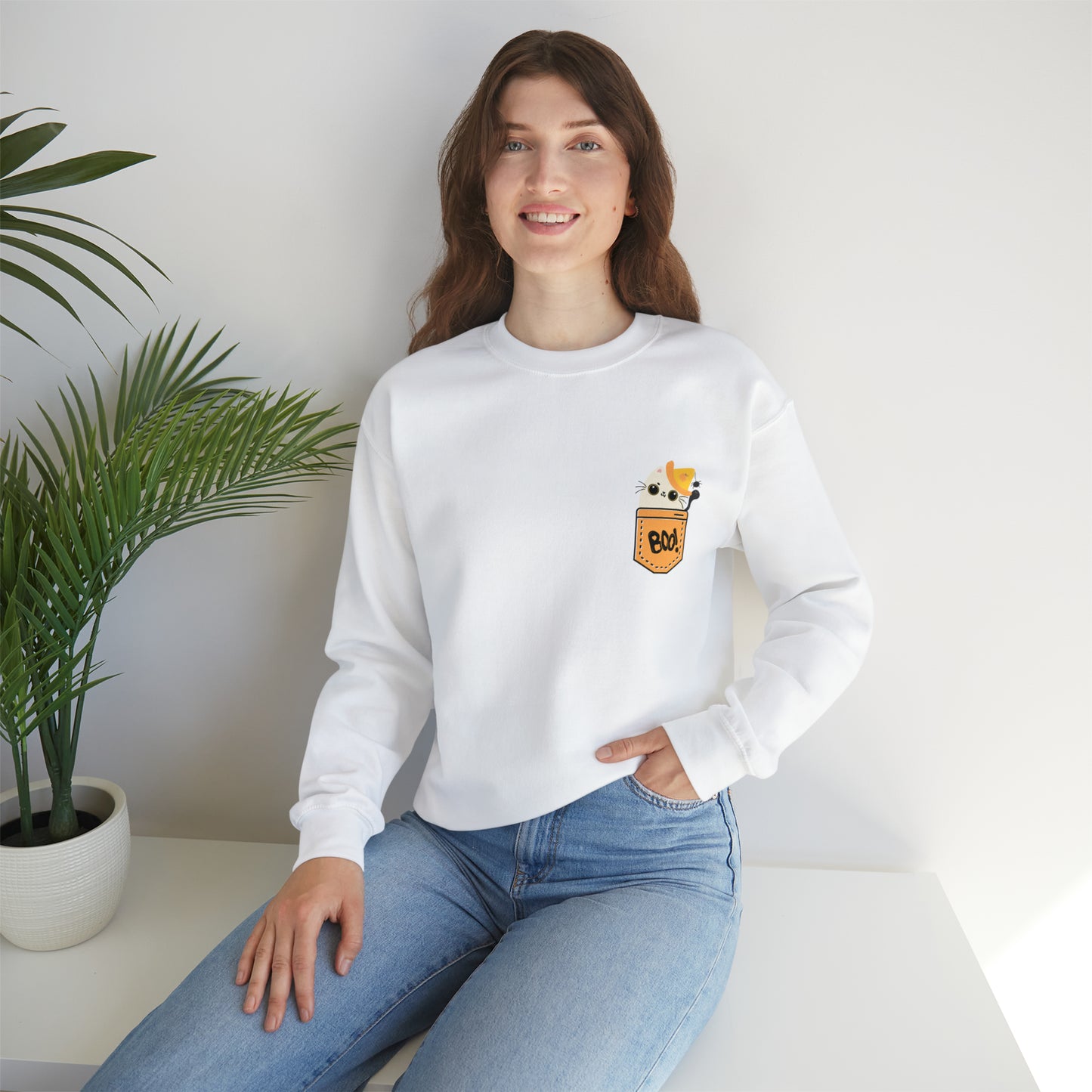 Halloween Crewneck Sweatshirt - Kitten in the Pocket