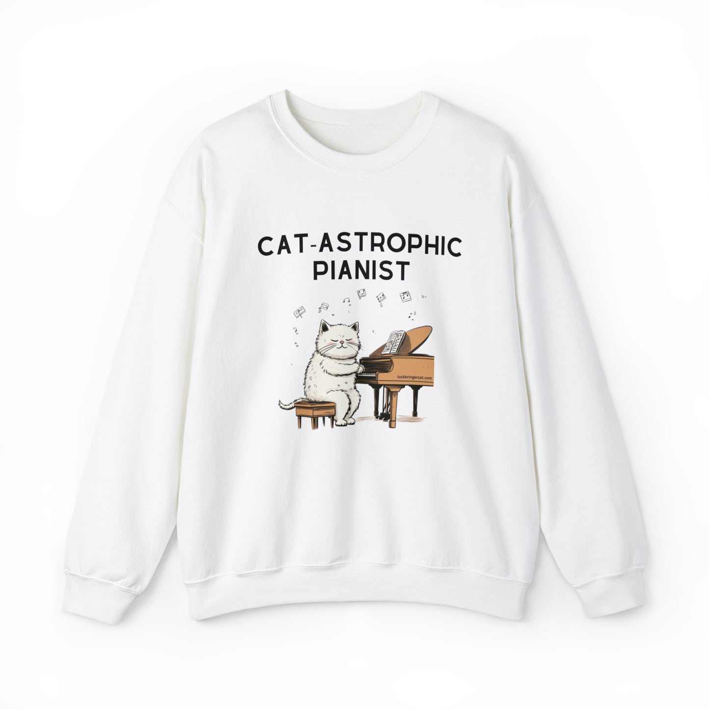 Unisex Crewneck Sweatshirt - Catastrophic Pianist Funny Shirt for Cat Lovers and Piano Players