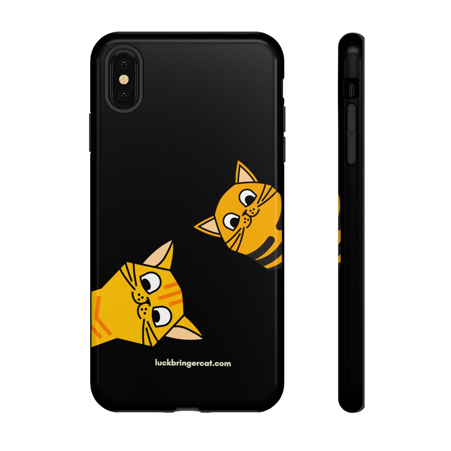 Cat Lovers Phone Case With Funny Orange Cats- iPhone, Samsung Galaxy and Google Pixel-Black