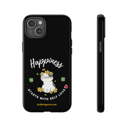 Cat Lovers Phone Case-Black- iPhone, Samsung Galaxy- Happiness - Selflove