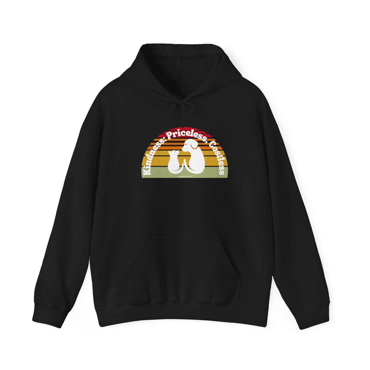 Cat Lovers Hooded Sweatshirt - Kindness Priceless Costless - Retro