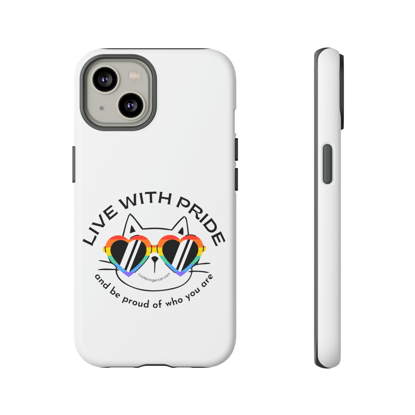 Pride Phone Case-Cat Lovers- iPhone, Samsung Galaxy, Google Pixel-LGBTQ+ Community Support-White