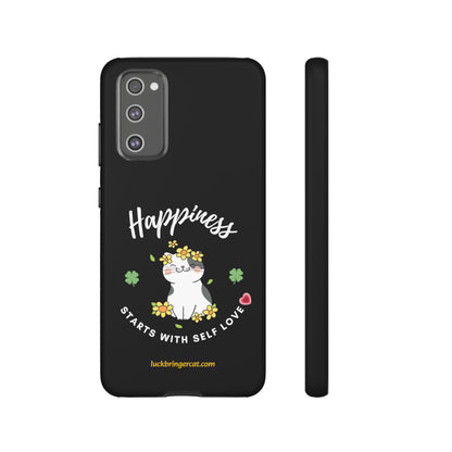 Cat Lovers Phone Case-Black- iPhone, Samsung Galaxy- Happiness - Selflove