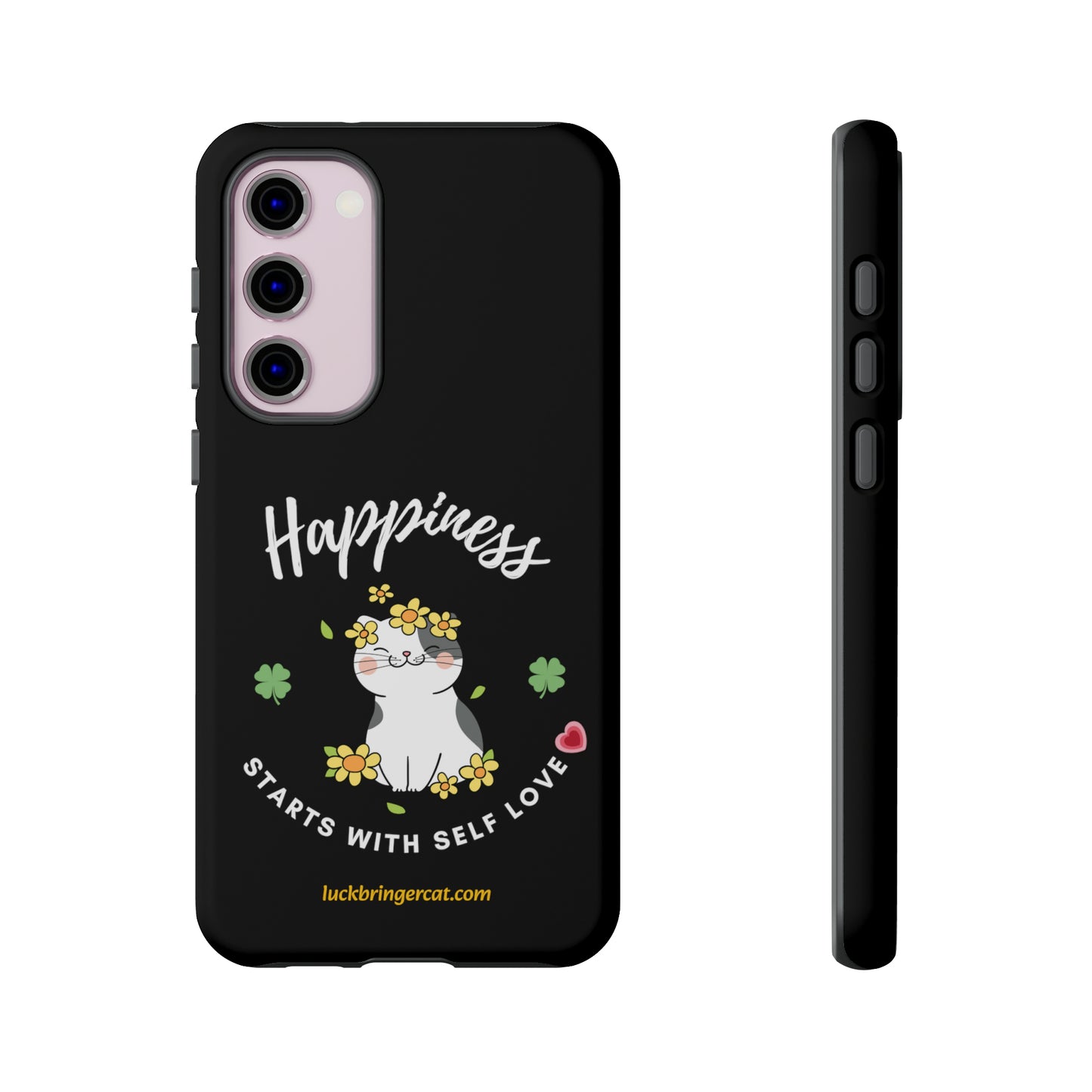 Cat Lovers Phone Case-Black- iPhone, Samsung Galaxy- Happiness - Selflove