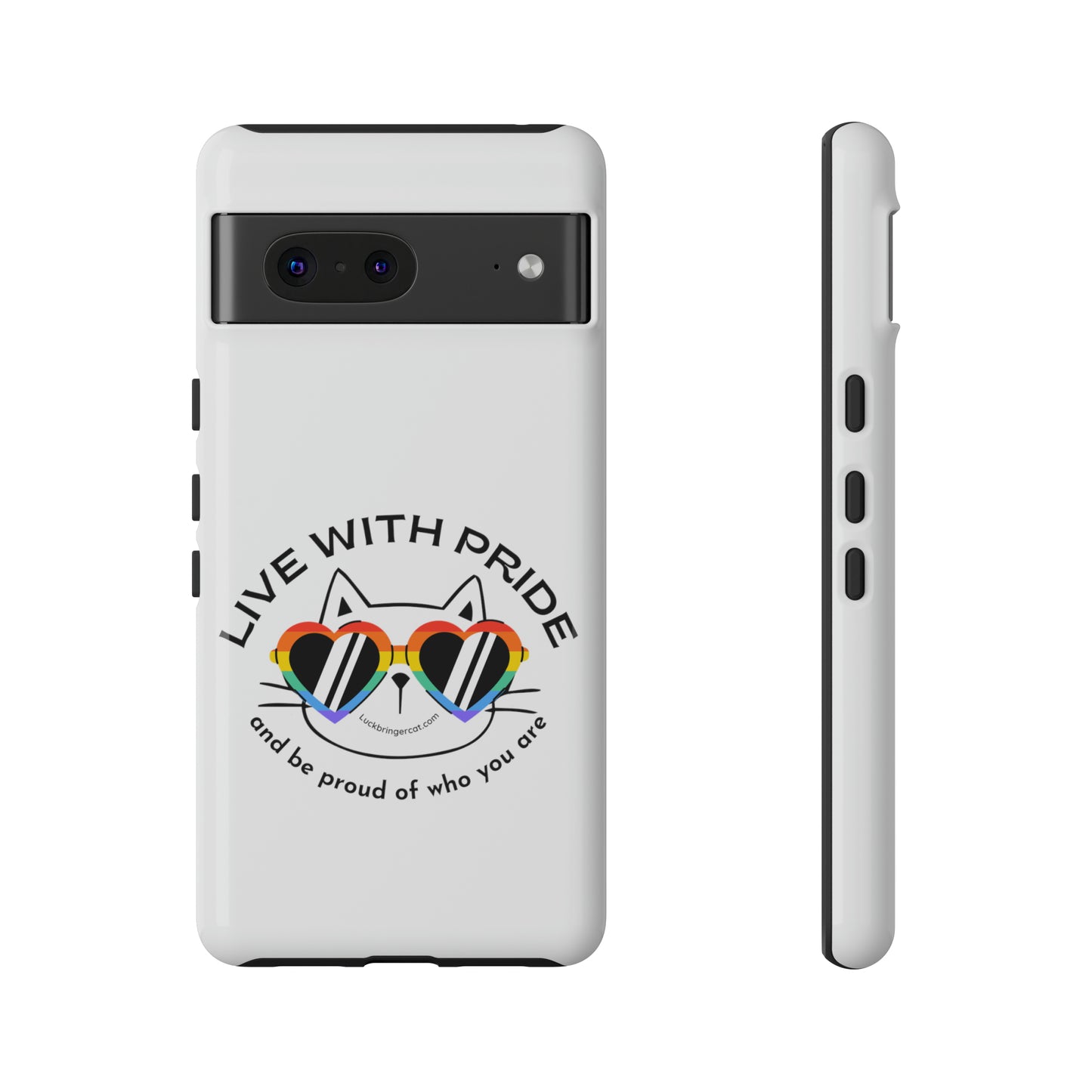 Pride Phone Case-Cat Lovers- iPhone, Samsung Galaxy, Google Pixel-LGBTQ+ Community Support-White