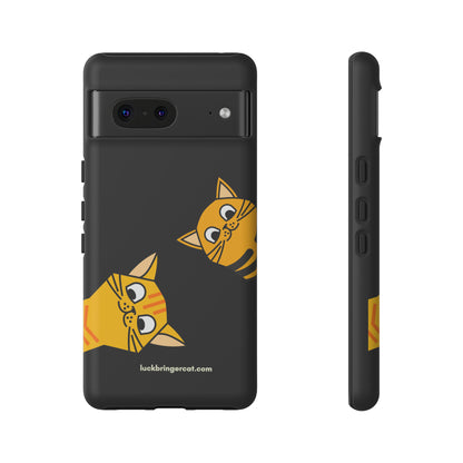 Cat Lovers Phone Case With Funny Orange Cats- iPhone, Samsung Galaxy and Google Pixel-Black