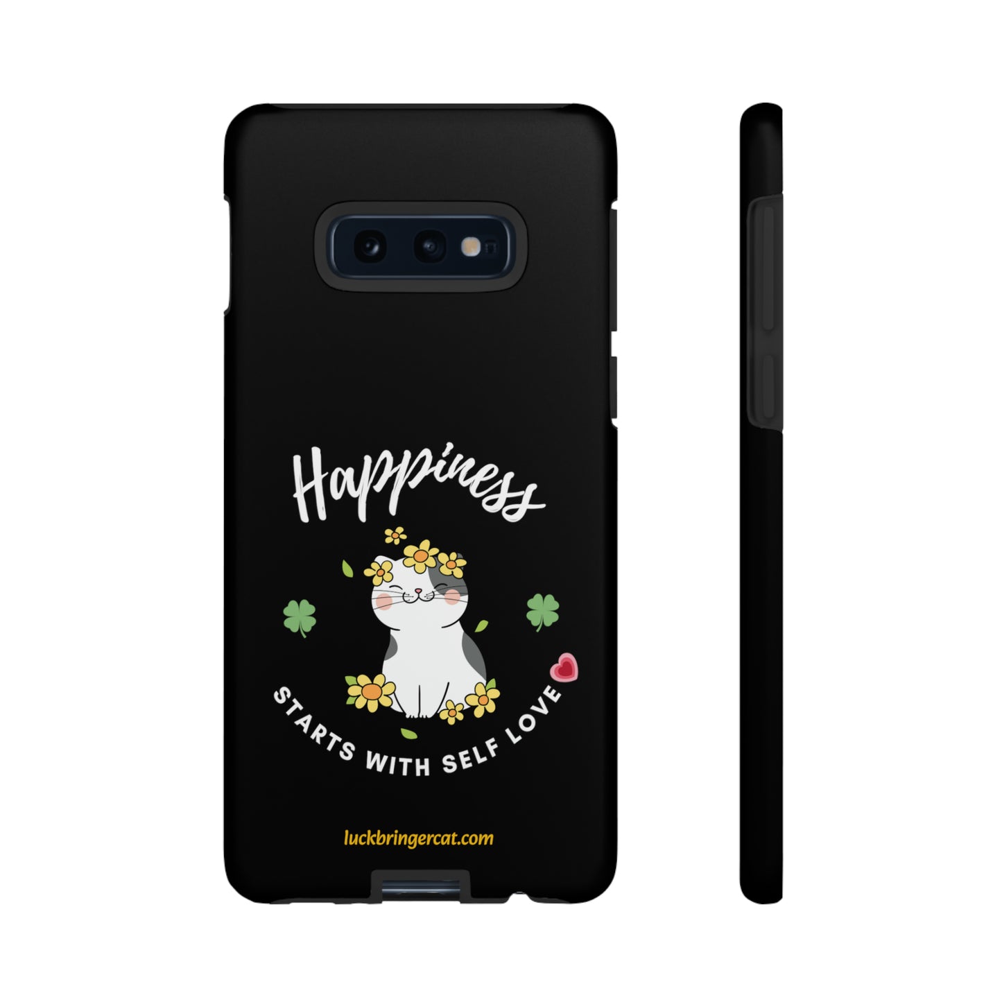 Cat Lovers Phone Case-Black- iPhone, Samsung Galaxy- Happiness - Selflove