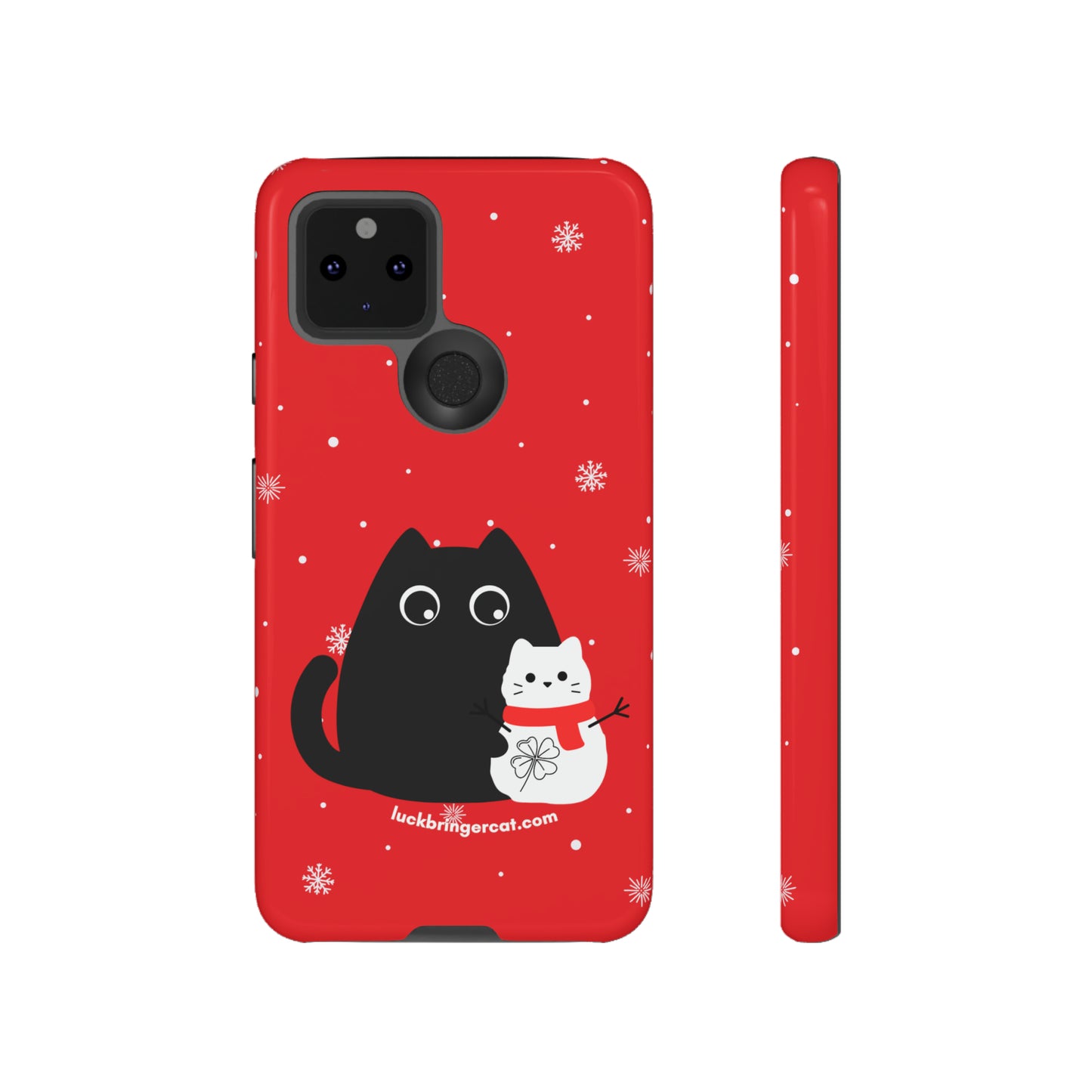 Cat Lovers Christmas Phone Case-iPhone, Samsung Galaxy, Google Pixel- Red and Black Snowman