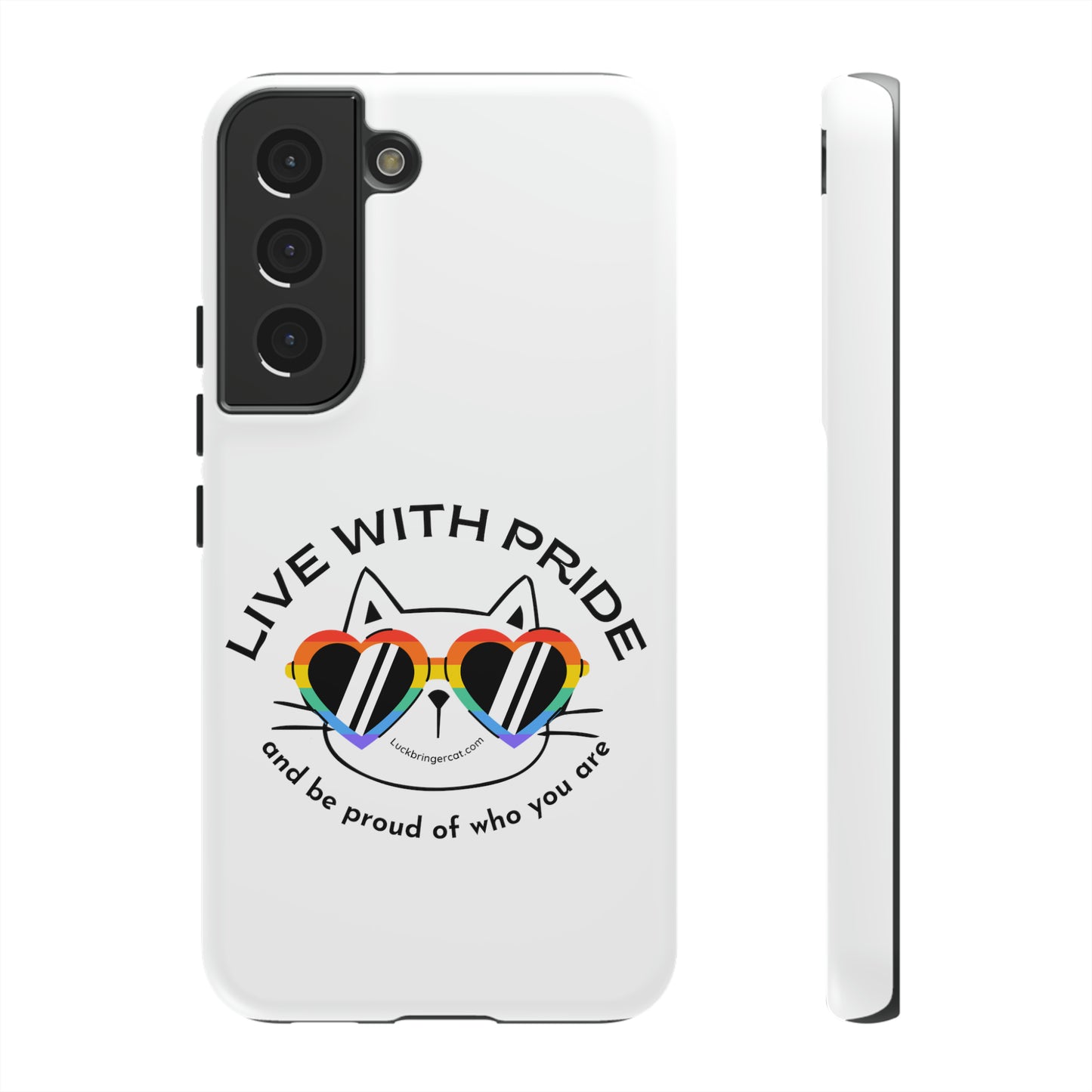 Pride Phone Case-Cat Lovers- iPhone, Samsung Galaxy, Google Pixel-LGBTQ+ Community Support-White