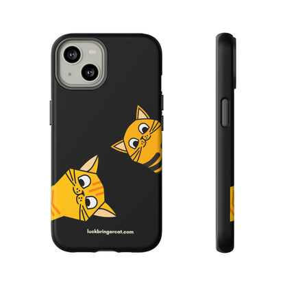 Cat Lovers Phone Case With Funny Orange Cats- iPhone, Samsung Galaxy and Google Pixel-Black