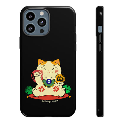 Cat Lovers Tough Phone Case- Lucky Maneki Neko-Black- iPhone, Samsung Galaxy, Google Pixel