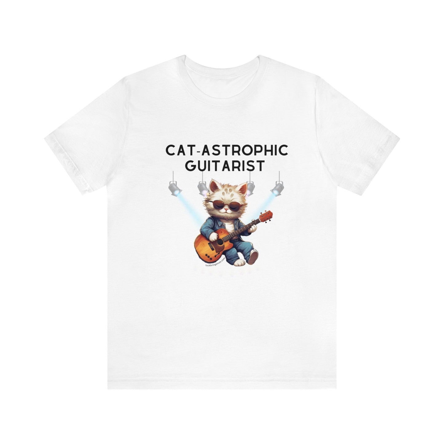 Unisex Cotton T-shirt - Catastrophic Guitarist - Funny Shirt for Cat and Classic Guitar Lovers