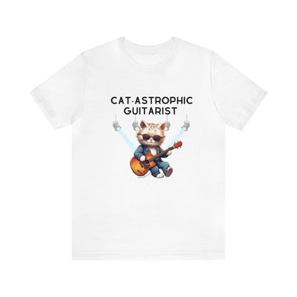 Unisex Cotton T-shirt - Catastrophic Guitarist - Funny Shirt for Cat and Classic Guitar Lovers