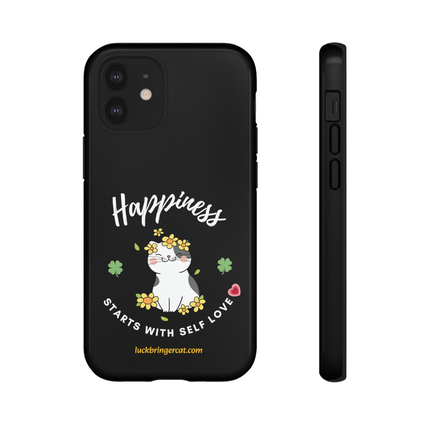 Cat Lovers Phone Case-Black- iPhone, Samsung Galaxy- Happiness - Selflove