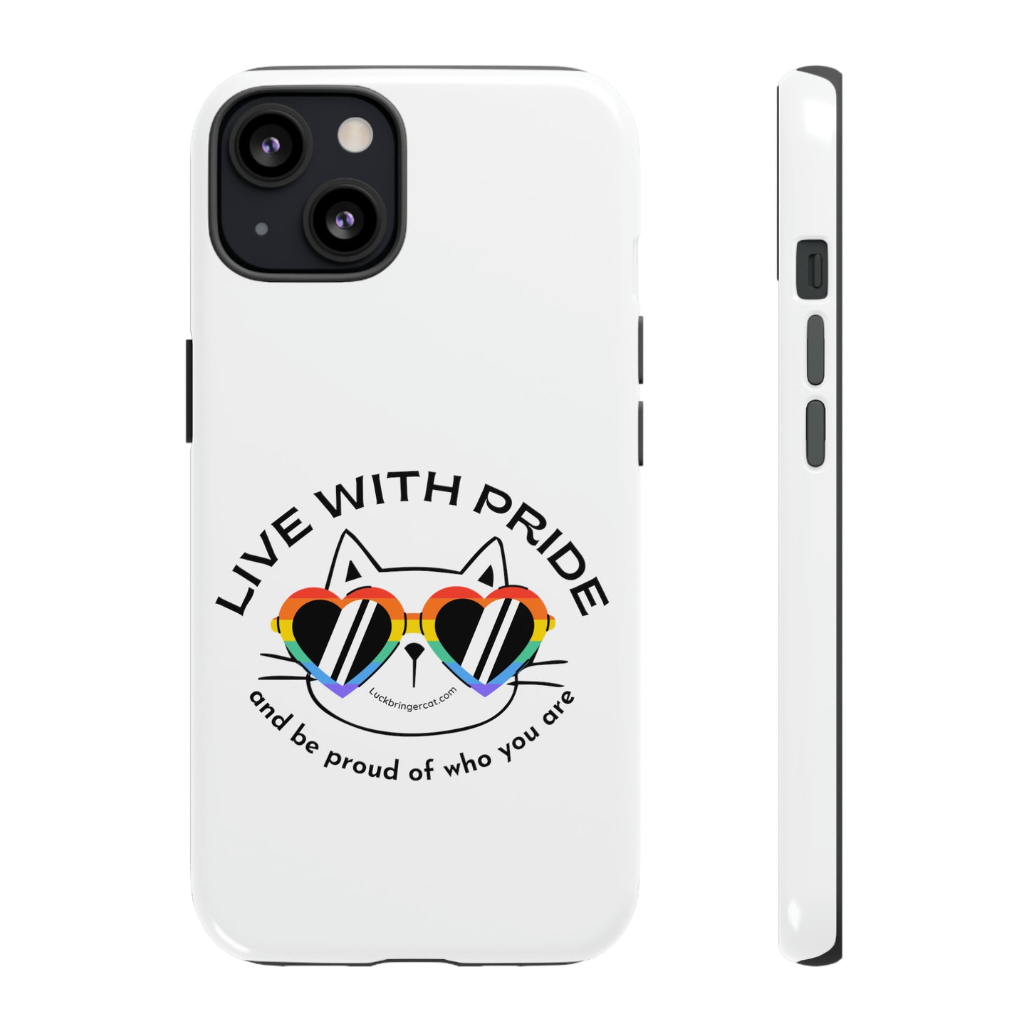 Pride Phone Case-Cat Lovers- iPhone, Samsung Galaxy, Google Pixel-LGBTQ+ Community Support-White