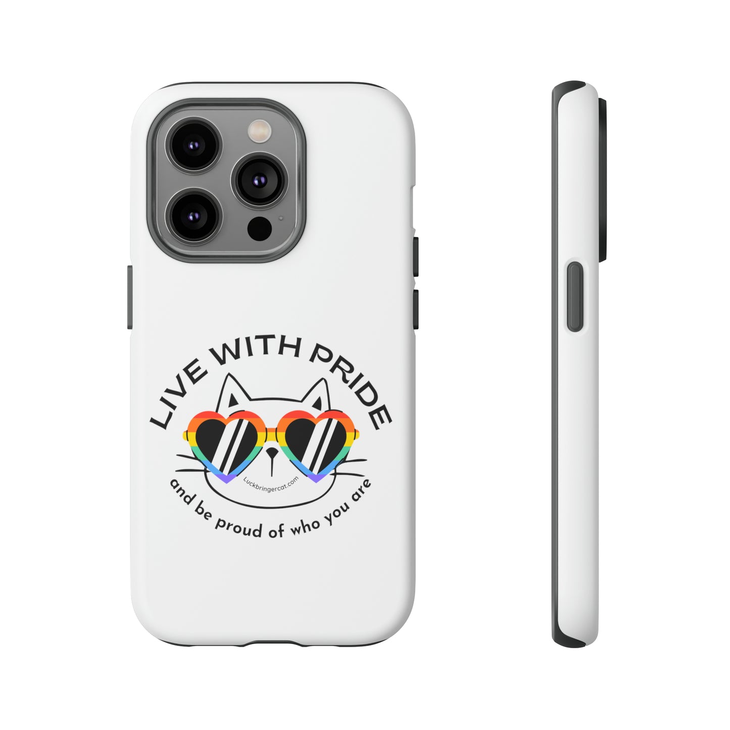 Pride Phone Case-Cat Lovers- iPhone, Samsung Galaxy, Google Pixel-LGBTQ+ Community Support-White