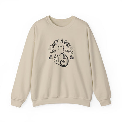 Cat Lover Girls Sweatshirt - Just a Girl Who Loves Cats - Crewneck Sweater