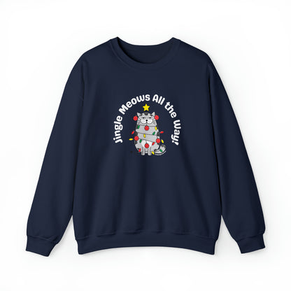 Unisex Crewneck Sweatshirt - Funny Christmas Shirt for Cat Lovers - Jingle Meows All the Way!