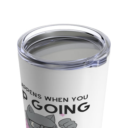 Cat Lovers Inspirational Insulated Travel Cup - White Tumbler - Magic Happens When you Keep Going