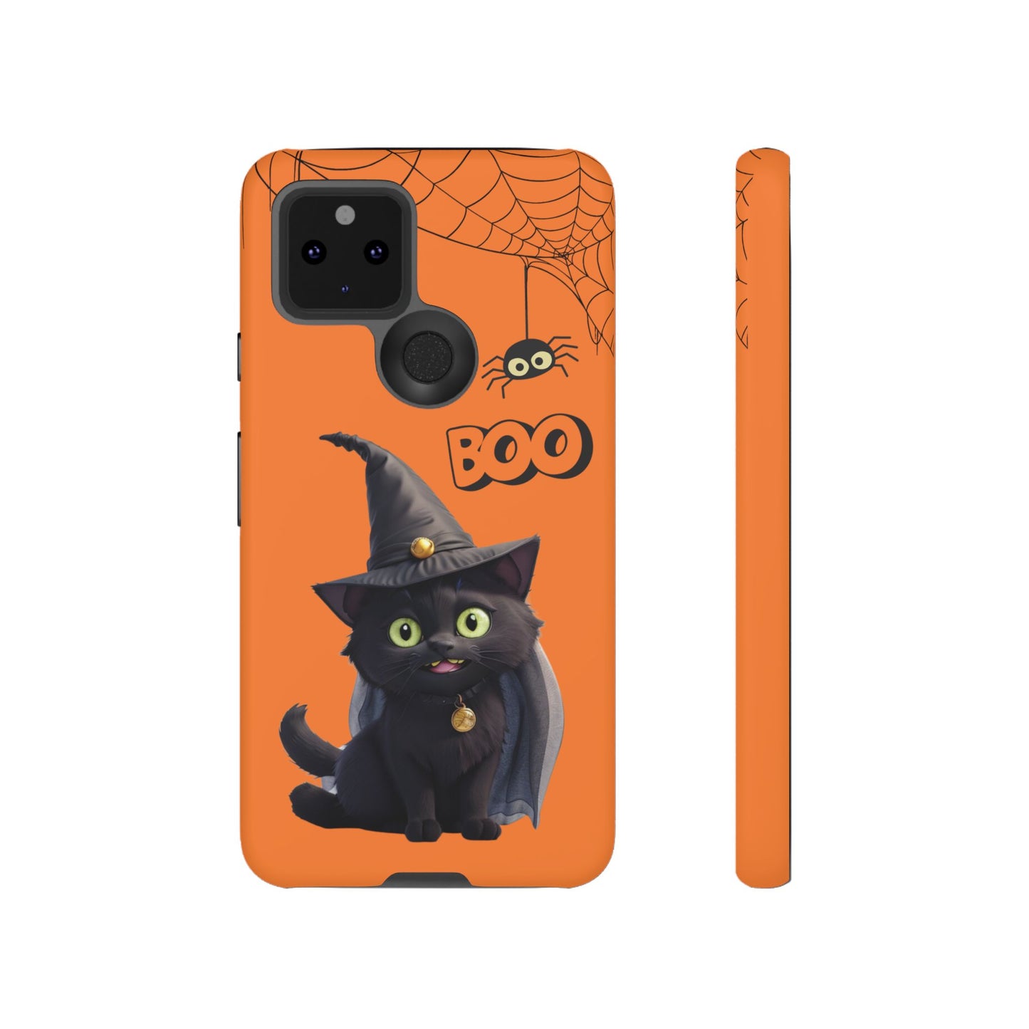 Premium-quality tough protective phone cases for iPhone,  Samsung and Google Phones - Orange - Spooky Halloween Black Cat