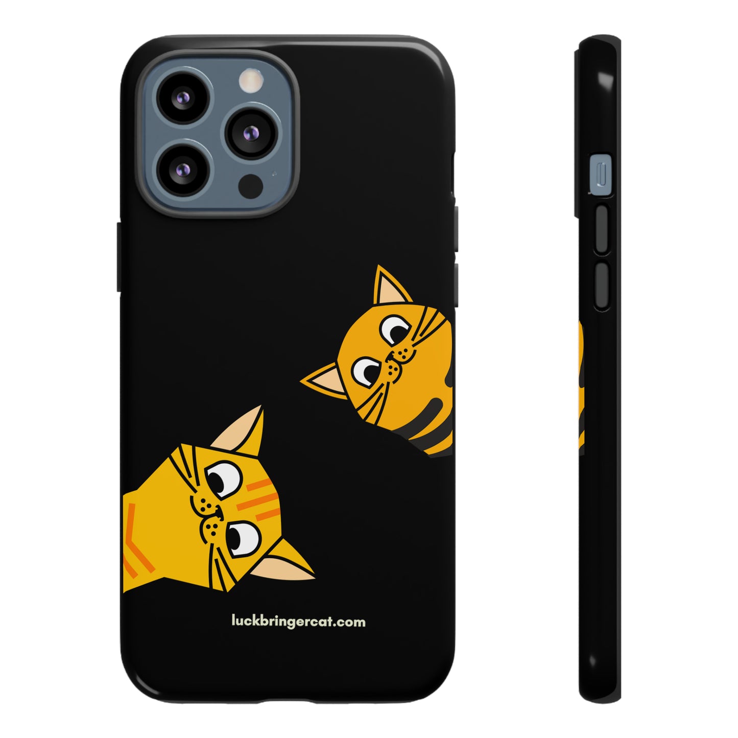 Cat Lovers Phone Case With Funny Orange Cats- iPhone, Samsung Galaxy and Google Pixel-Black