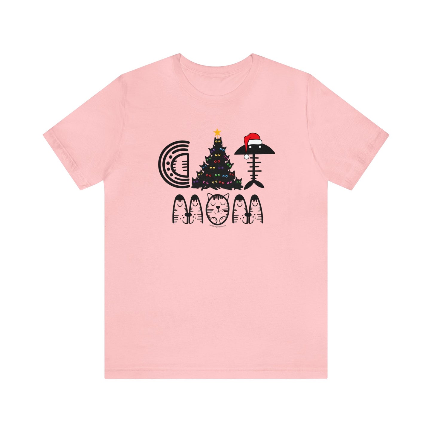 Cat Mom Christmas T-shirt With Black Cats Christmas Tree