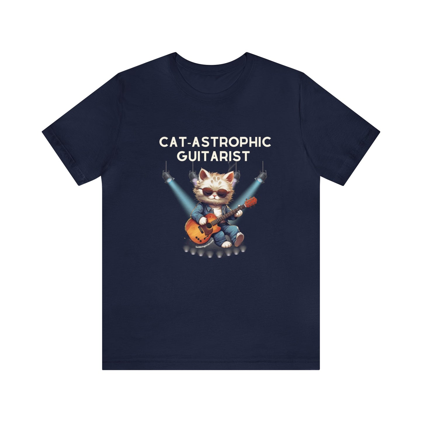 Unisex Cotton T-shirt - Catastrophic Guitarist - Funny Shirt for Cat and Classic Guitar Lovers