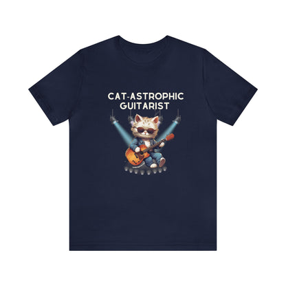 Unisex Cotton T-shirt - Catastrophic Guitarist - Funny Shirt for Cat and Classic Guitar Lovers