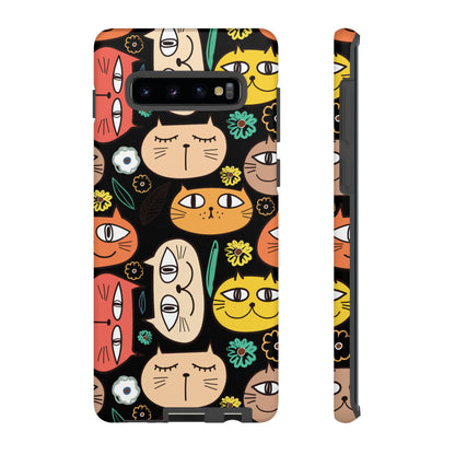 Premium-quality tough protective phone cases for iPhone, Samsung and Google - Black With Cute Colorful Cartoon Cats