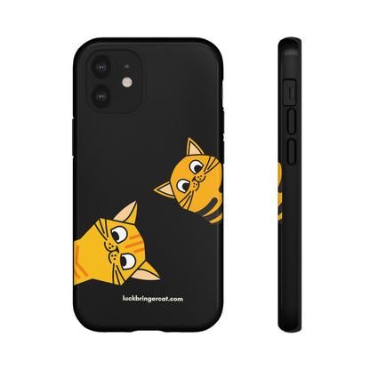 Cat Lovers Phone Case With Funny Orange Cats- iPhone, Samsung Galaxy and Google Pixel-Black