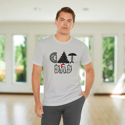 Cat Dad Christmas T-shirt With Black Cats Christmas Tree