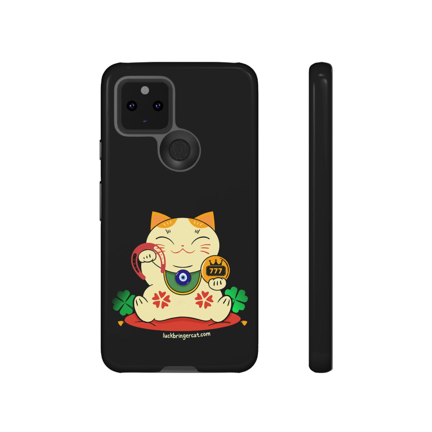 Cat Lovers Tough Phone Case- Lucky Maneki Neko-Black- iPhone, Samsung Galaxy, Google Pixel